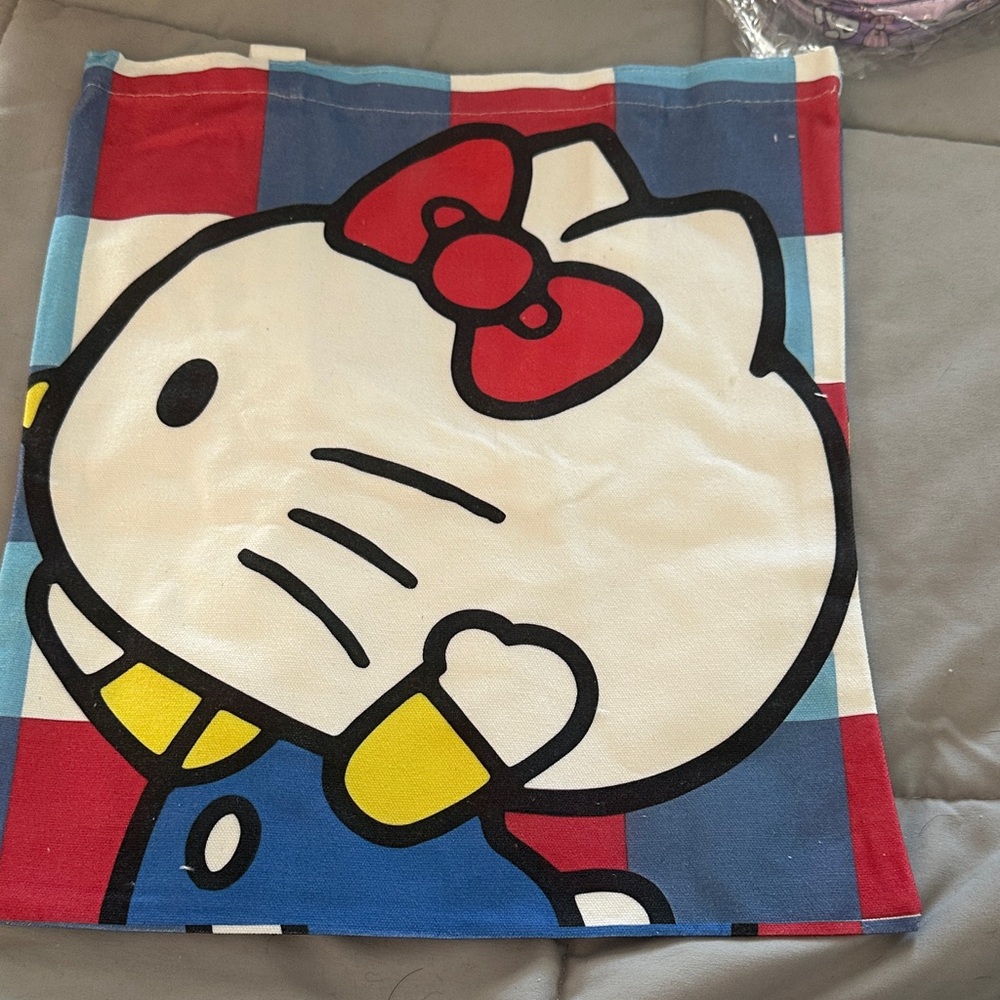 Hello Kitty Red and Blue Tote Bag 13 x15 inches